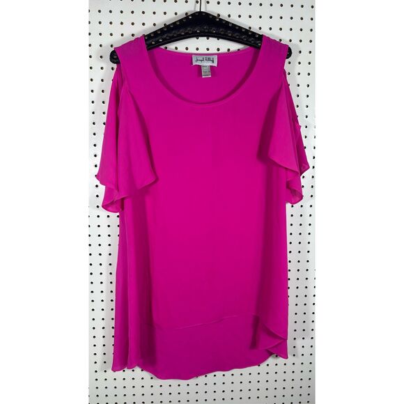 Joseph Ribkoff cold shoulder high/low blouse size 12 - Picture 1 of 5